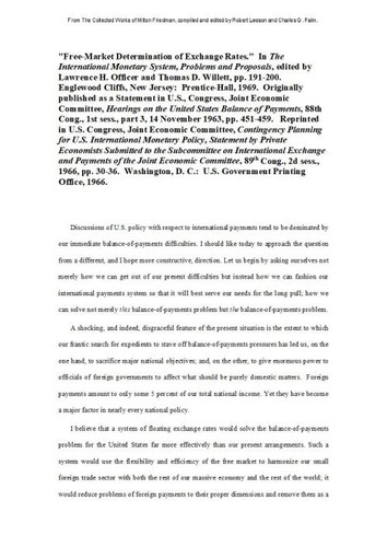 Free-Market Determination of Exchange Rates