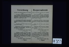 Verordnung betreffend der Heurnte fur die deutsche Armee ... Lodz, den 17. Juni 1915. ... Rozporzadzenie ... . Cesarsko-Niemiecki Prezydent Policji von Oppen