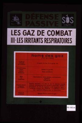 Defense passive. Les gaz de combat. III. Les irritants respiratoires. Noms des gaz : arsines