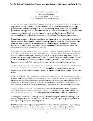 National Economic Planning