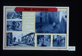 War pictorial. Moving a "Spitfire" across a waterlogged British airfield ... British troops cross a bomb-damaged railway bridge ... As British take over, Italian civilians return from the hills