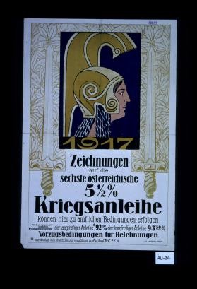 1917 Zeichnungen auf die sechste osterreichische 5 1/2% Kriegsanleihe konnen hier zu amlichen Bedinungen erfolgen