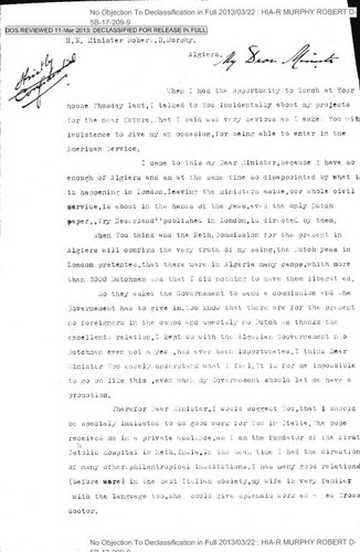 Gerard J. M. A. Randshuysen letter to Robert Murphy regarding entering the American service