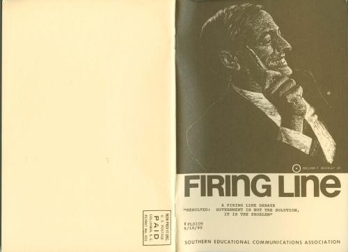 A Firing Line Debate: Resolved: That Government Is Not the Solution; It Is the Problem