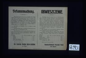 Bekanntmachung. ... gesamten olfaaten und Olfruchte sowie Flachs beschlagnahmt sind ... abgeliefert werden mussen ... Preise ...Lodz, den 29. Juni 1916. ... Obwieszczenie ... Cesarsko-Niemiecki Prezydent Policji von Oppen
