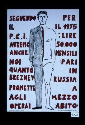 Segundo il P.C.I. avremo anche noi quanto Breznev promette agli operai. Per il 1975: lire 50,000 mensili (pari in Russia a mezzo abito)