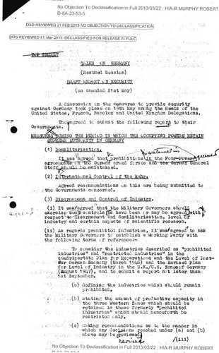 Talks on Germany (resumed session): Draft report on security (as amended 21st May)