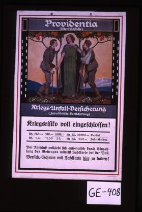 Kriegs-Unfall-Versicherung (Invaliditatsversicherung). Kriegsrisiko voll eingeschlossen!