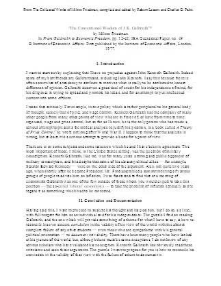 The Conventional Wisdom of J. K. Galbraith