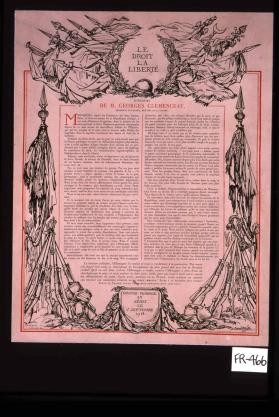 Le droit, la liberte. Discours de M. Georges Clemenceau ... prononce au Senat le 17 septembre 1918