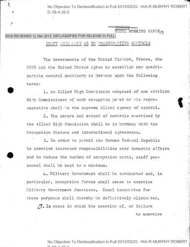 Draft agreement as to quadripartite controls