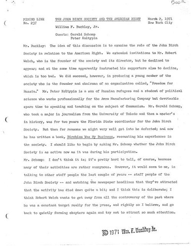 The John Birch Society and the American Right