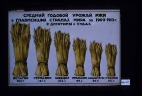 Srednii godovoi urozhai rzhi v glavneishikh stranakh mira za 1909-1913 g. s desiatiny v pudakh