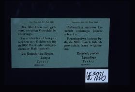 Leczyca, den 20. Mai 1915. Das Abmahen von grunem, unreifen Getreide ist untersagt. ... Naczelnik powiatu Leczyckiego Loehrs, Rotmistrz