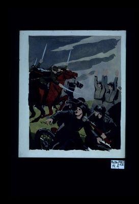 Poster depicting cavalry attack on German soldiers