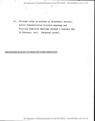 Ellerman notes on minutes of Government Section, Public Administration Division meetings and Steering Committee meetings