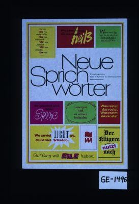 Neue Sprichworter. Wandzeitungsmaterial. Verlag fur Agitations- und Anschauungsmittel. Redaktion Agitation