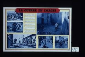 La guerre en images. En Italie. Comment on transporte un "Spitfire" a traver un aerodrome detrempe ... Troupes anglaises traversant un pont en partie detruit ... Aussitot que les Anglais on pris la ville, les civils italiens, qui s'etaient refugies dans les collines