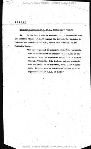 Proposed directive to C. in C., Middle East Command