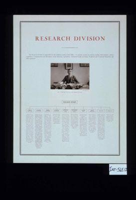 Research Division. The Research Division is responsible for the technical studies of the office. It contains sections or services dealing with statistics, labour legislation, unemployment and placement, social insurance, agriculture, industrial health and safety, technical and vocational education, and other questions