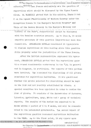 Minutes of a meeting of the Three Powers on the question of reparations