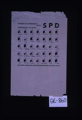 Steigert die Stimmenzahl, vergrossert die Macht. Wahlt SPD