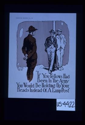 If you fellows had been in the Army, you would be holding up your heads instead of a lamp post!