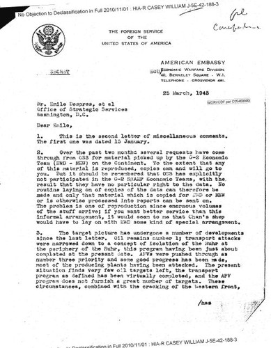 Harold J. Barnett letter to Emile Despres, et al