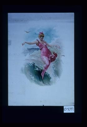 Poster depicting woman surfing