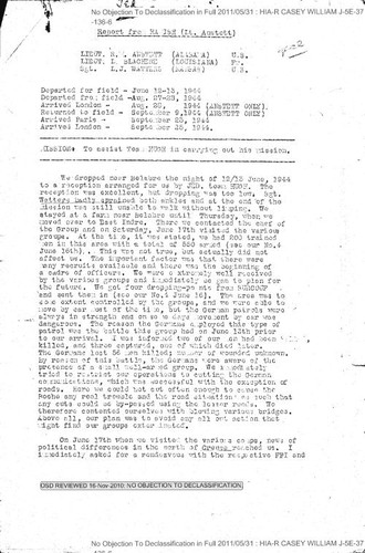 Report from Hamish (Lt. Anstett) on mission to assist Team Hugh in carrying out his mission