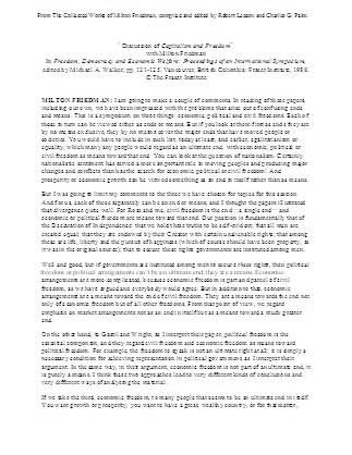 Discussion of Capitalism and Freedom