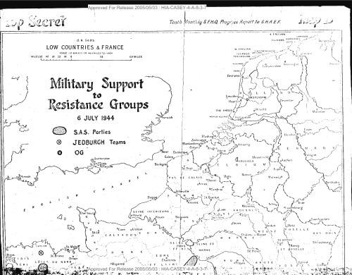 Map of Low Countries and France, 1914, annotated with Military Support to Resistance Groups