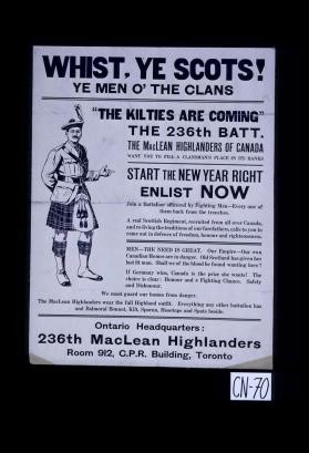 Whist, ye scots! Ye men o' the clans. ... Start the new year right, enlist now