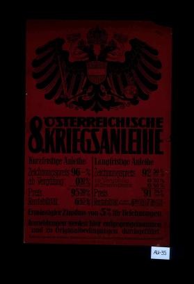 8. Osterreichische Kriegsanleihe. Kurzfristige Anleihe ... Langfristige Anleihe