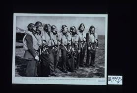 Pilotos aliados duma esquadrilha de "Hurricanes"--da esquerda para a direita--Americano, Australiano, Canadiano, Indio, Belga, Escoces, Ingles e Checoslovaco