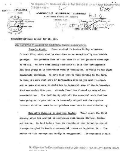 James A. Field confidential news letter for Mr. Gay