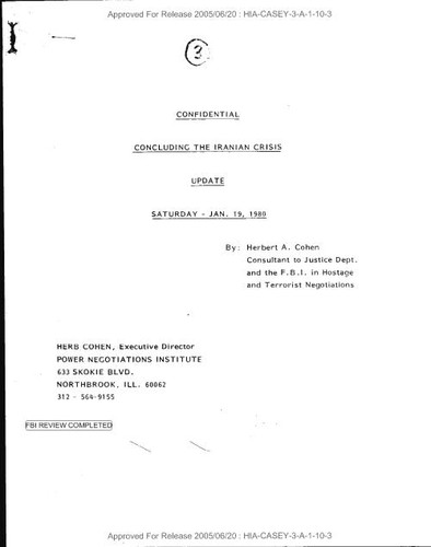 Herbert A. Cohen report Concluding the Iranian Crisis Update