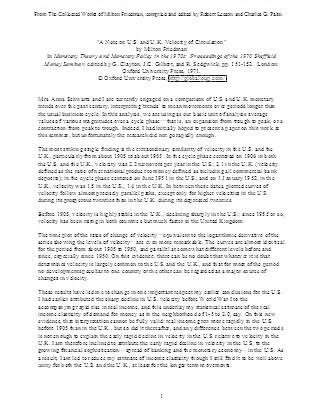 A Note on U.S. and U.K. Velocity of Circulation