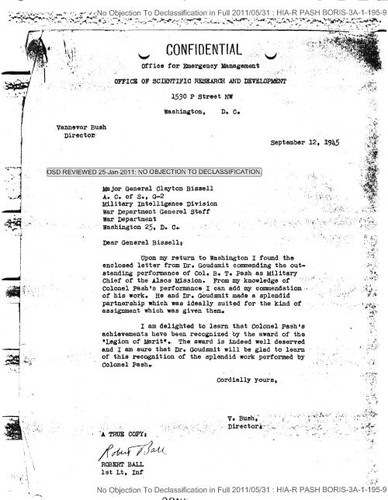 Vannevar Bush letter to Clayton Bissell