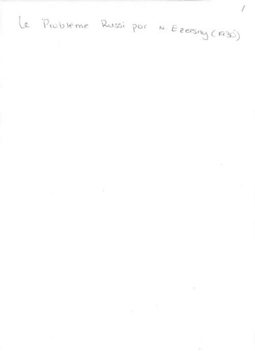 Le Probleme Russe par N. Ezersky