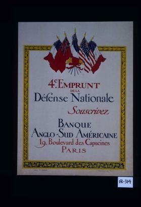 4e emprunt de la defense nationale. Souscrivez, Banque anglo-sud americaine
