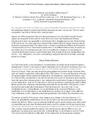 Taxation, Inflation, and the Role of Government