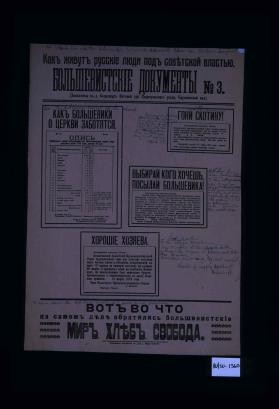 Kak zhivut russkie liudi pod sovetskoi vlast'iu. Bol'shevistskie dokumenty No. 3. Kak bol'sheviki o tserkvi zabotiatsia. ... Goni skotinu ... Vybirai kogo khochesh', posylai bol'shevika