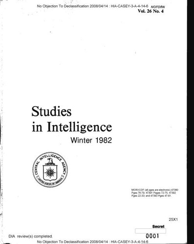 War Behind the Lines and other articles from Studies in Intelligence (Winter 1982)