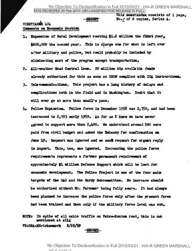 Memo regarding comments on economic section