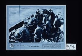 The dangerous job of mine-laying. These brave men risk their lives every time they slip out of harbour under the cover of night, to lay their mines around Britain's coastline or at the approaches to enemy shores