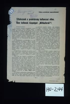 Tiltakozzunk a proletarsag kullancsai ellen