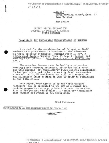 Sixth Session provisions for continuing consultations on Germany, second revision