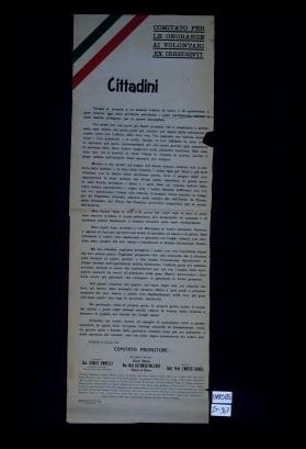 Cittadini. Trieste si prepara a un solenne tributo di onore e di gratitudine a quei valorosi figli delle provincie adriatiche, i quali nell'Esercito italiano e nella marina militarono per la nostra liberazione