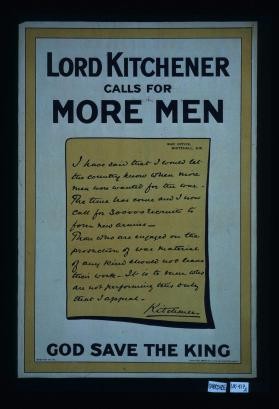 Lord Kitchener calls for more men